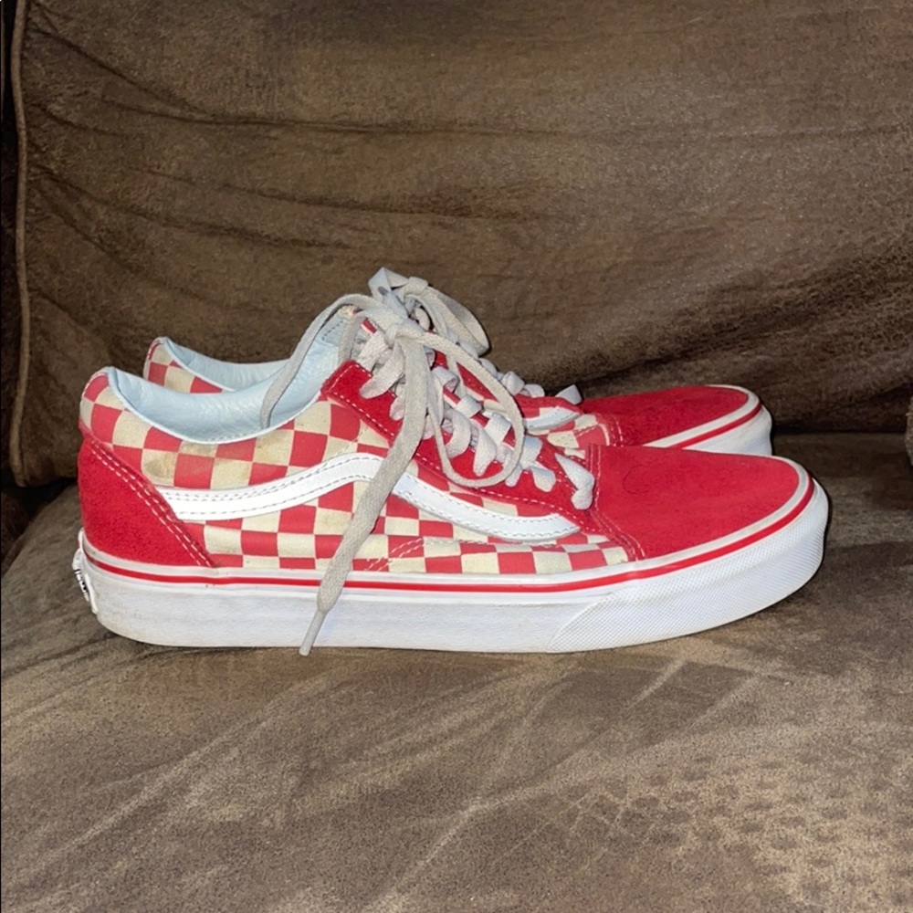 Woman’s Red Checkered Vans